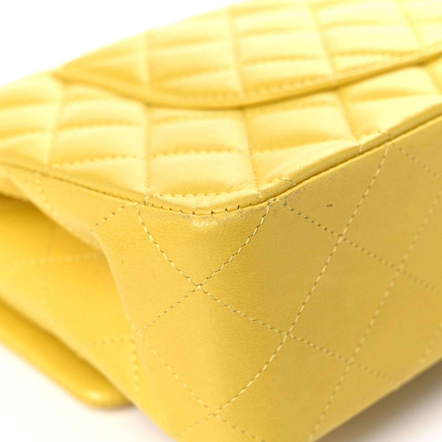 Lambskin Quilted Medium Double Flap Yellow