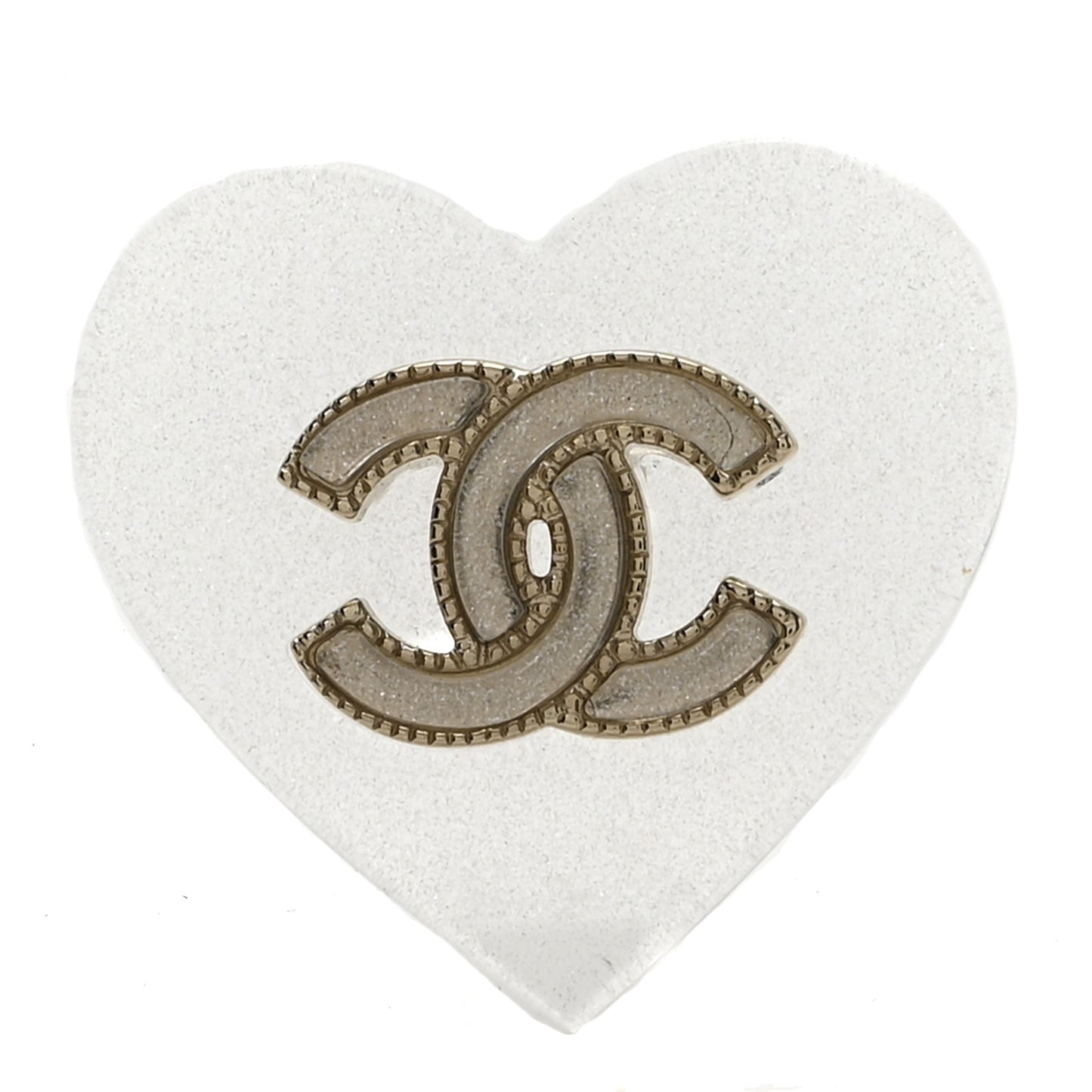 Resin CC Heart Brooch Light Gold