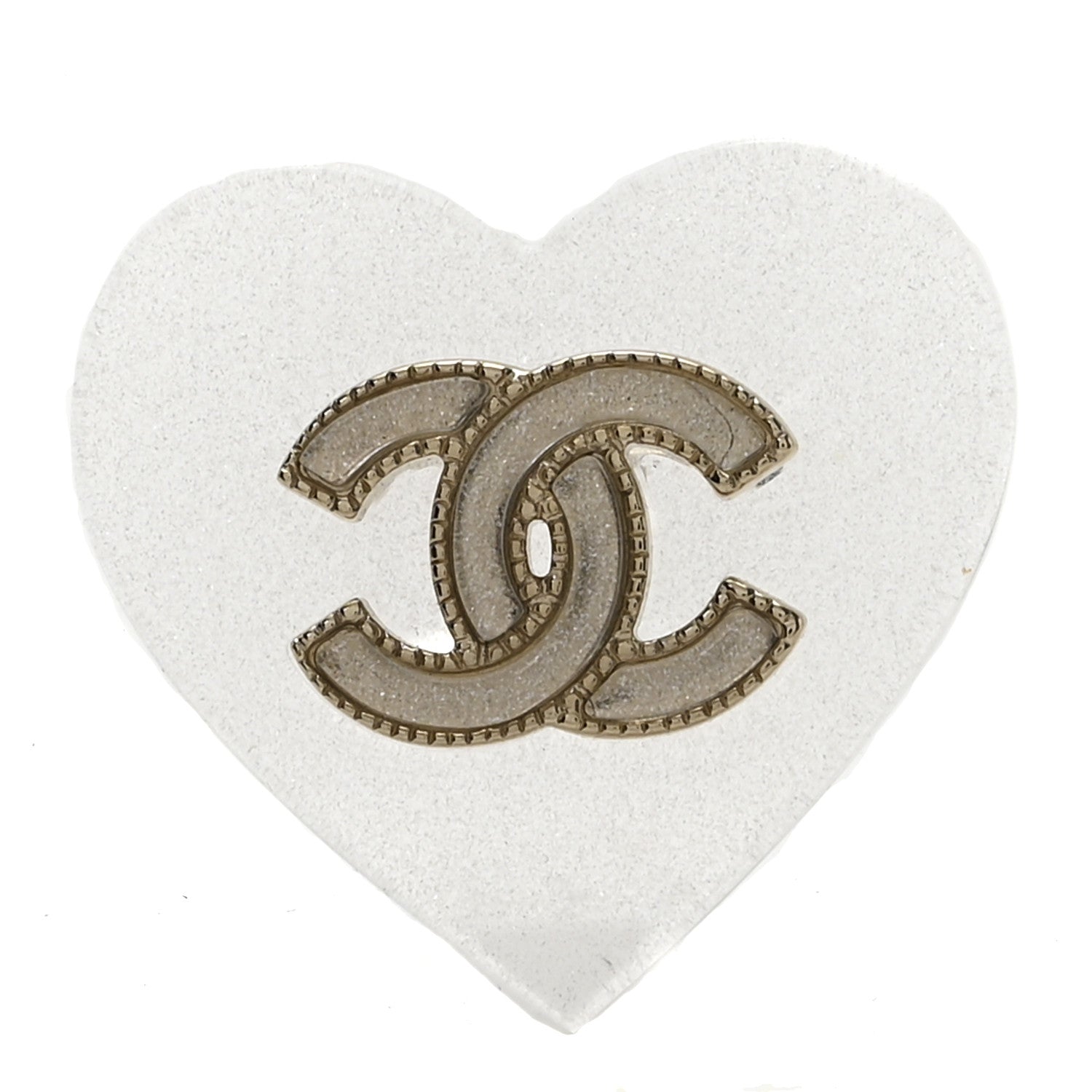 Chanel Resin CC Heart Brooch Light Gold 1 of 3