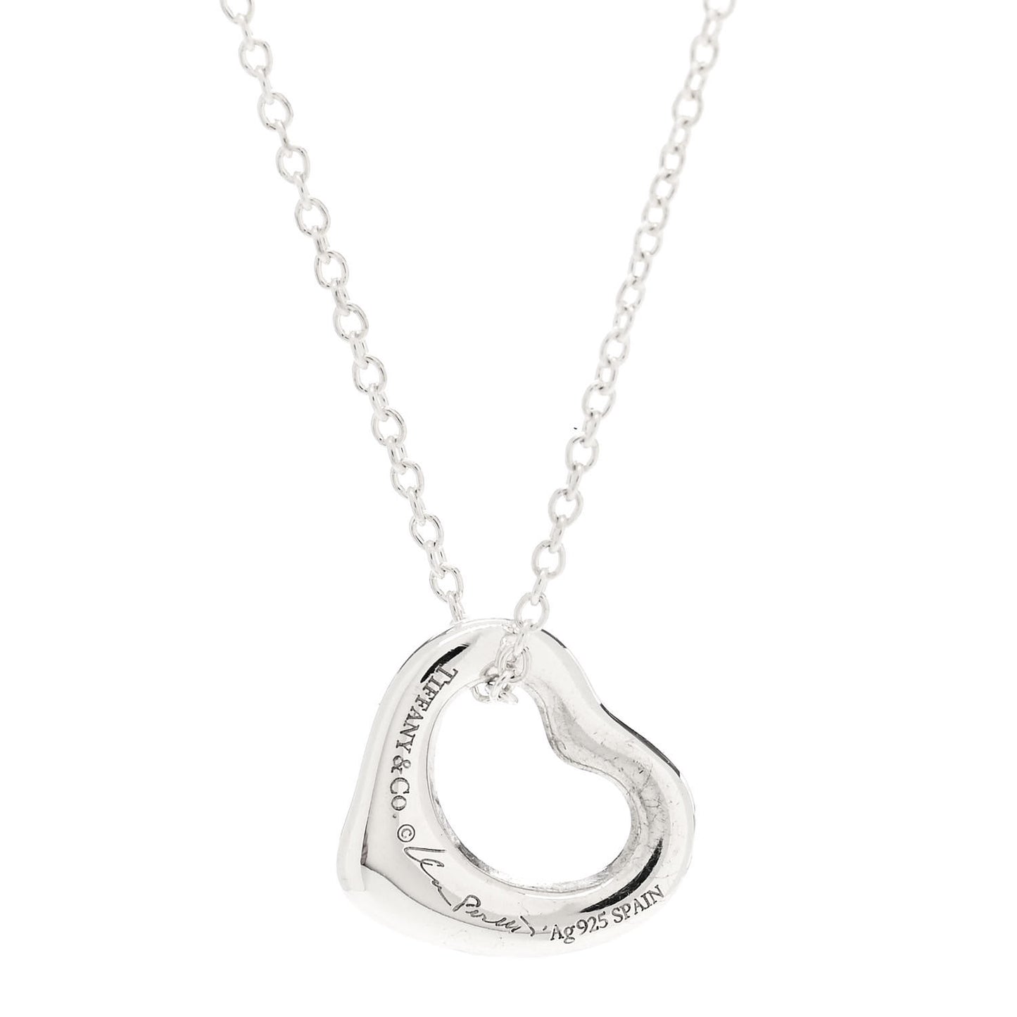 Sterling Silver 14mm Elsa Peretti Open Heart Pendant Necklace