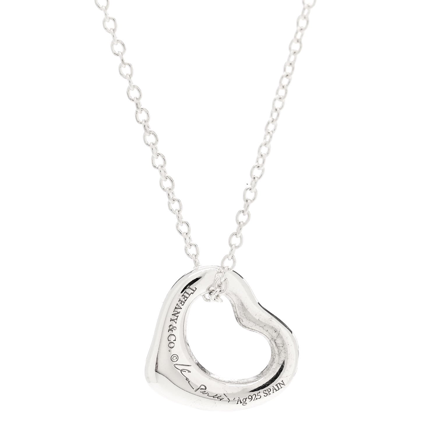 Tiffany Sterling Silver 14mm Elsa Peretti Open Heart Pendant Necklace 4 of 6