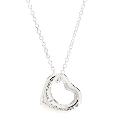 Tiffany Sterling Silver 14mm Elsa Peretti Open Heart Pendant Necklace 4 of 6