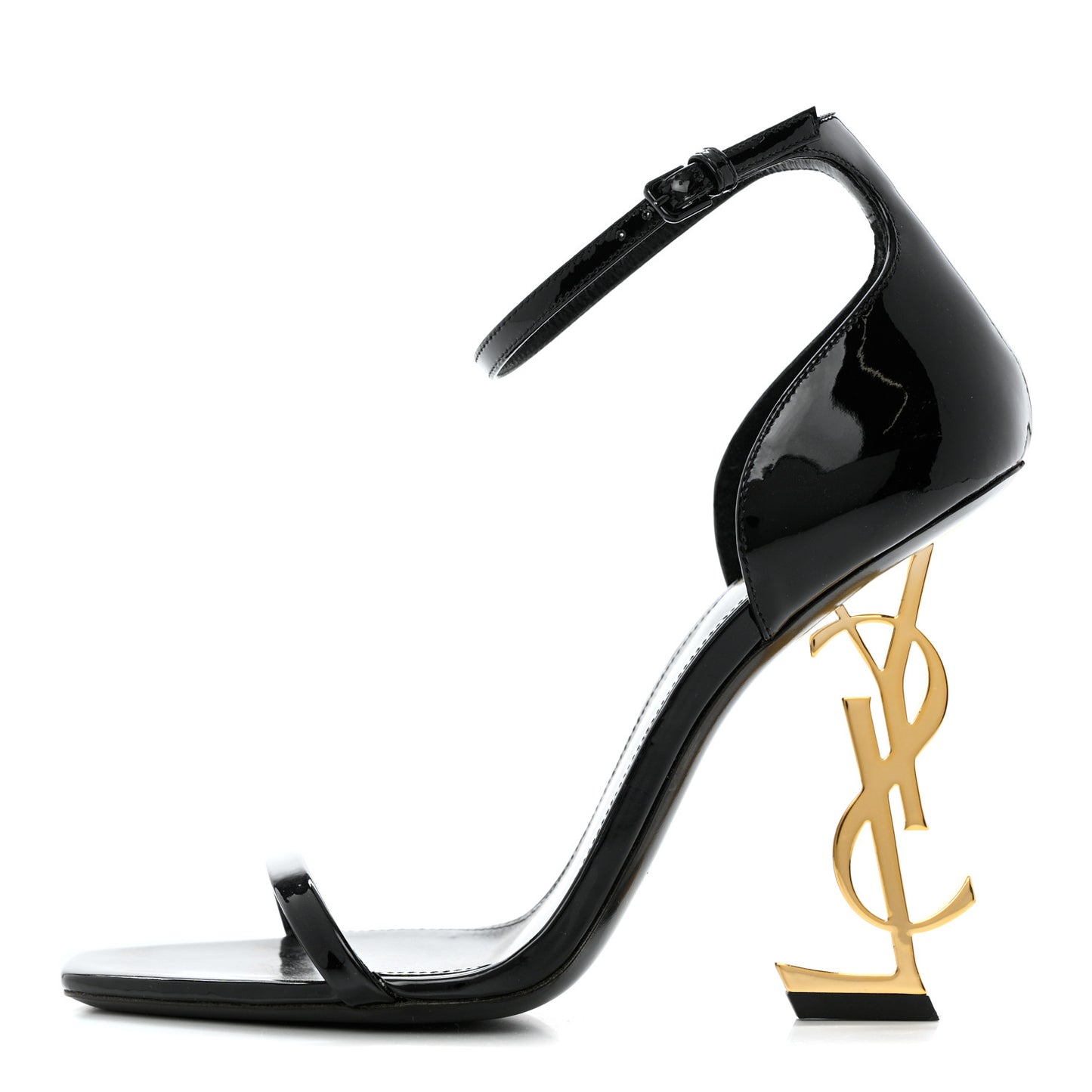 Patent Calfskin Opyum 110 Sandals 38 Black Gold