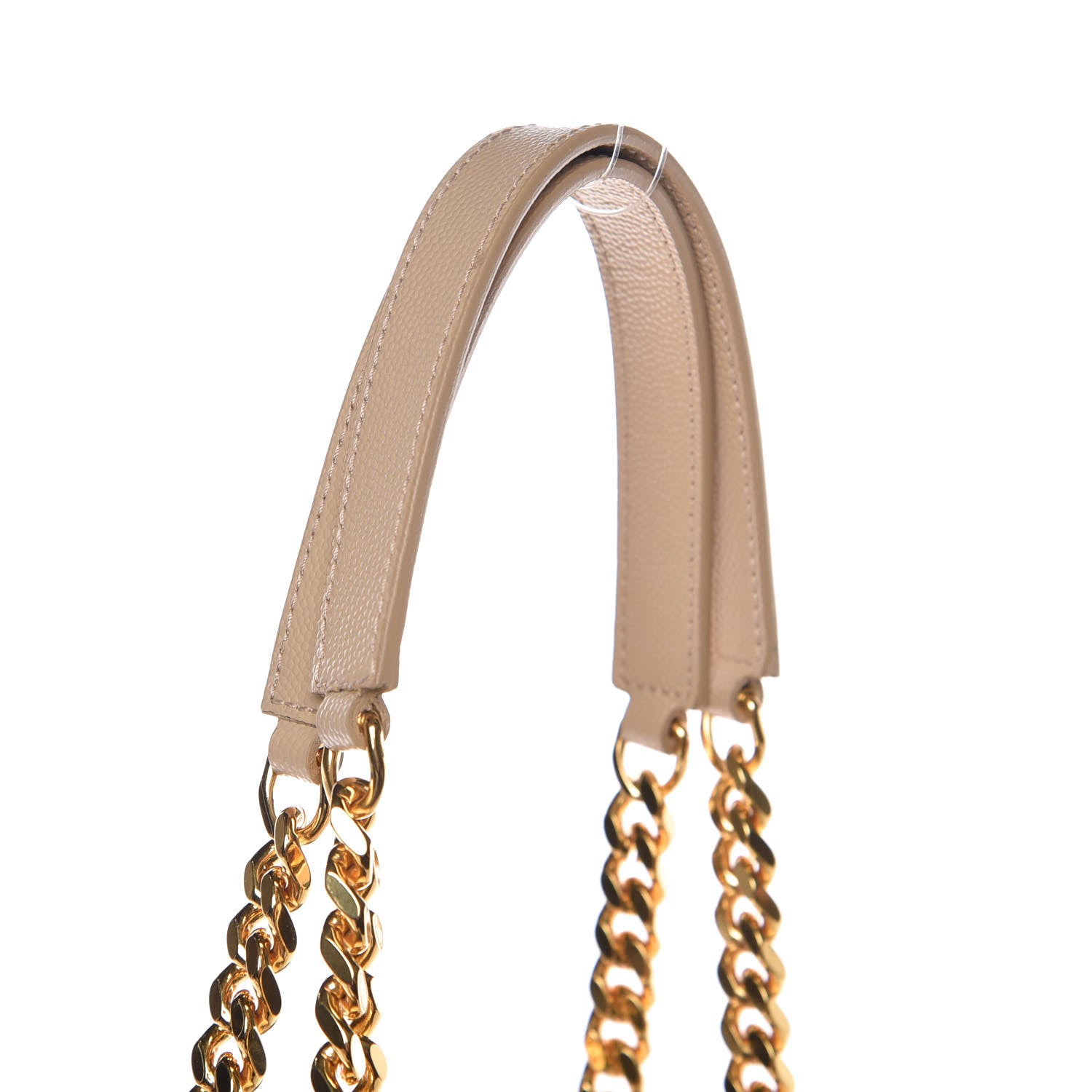 Saint Laurent Grain De Poudre Matelasse Chevron Monogram Shopping Bag Dark Beige 9 of 9