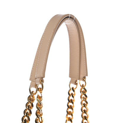 Saint Laurent Grain De Poudre Matelasse Chevron Monogram Shopping Bag Dark Beige 9 of 9