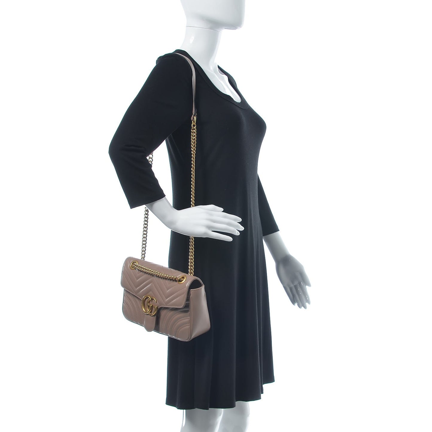 Calfskin Matelasse Small GG Marmont Shoulder Bag Porcelain Rose