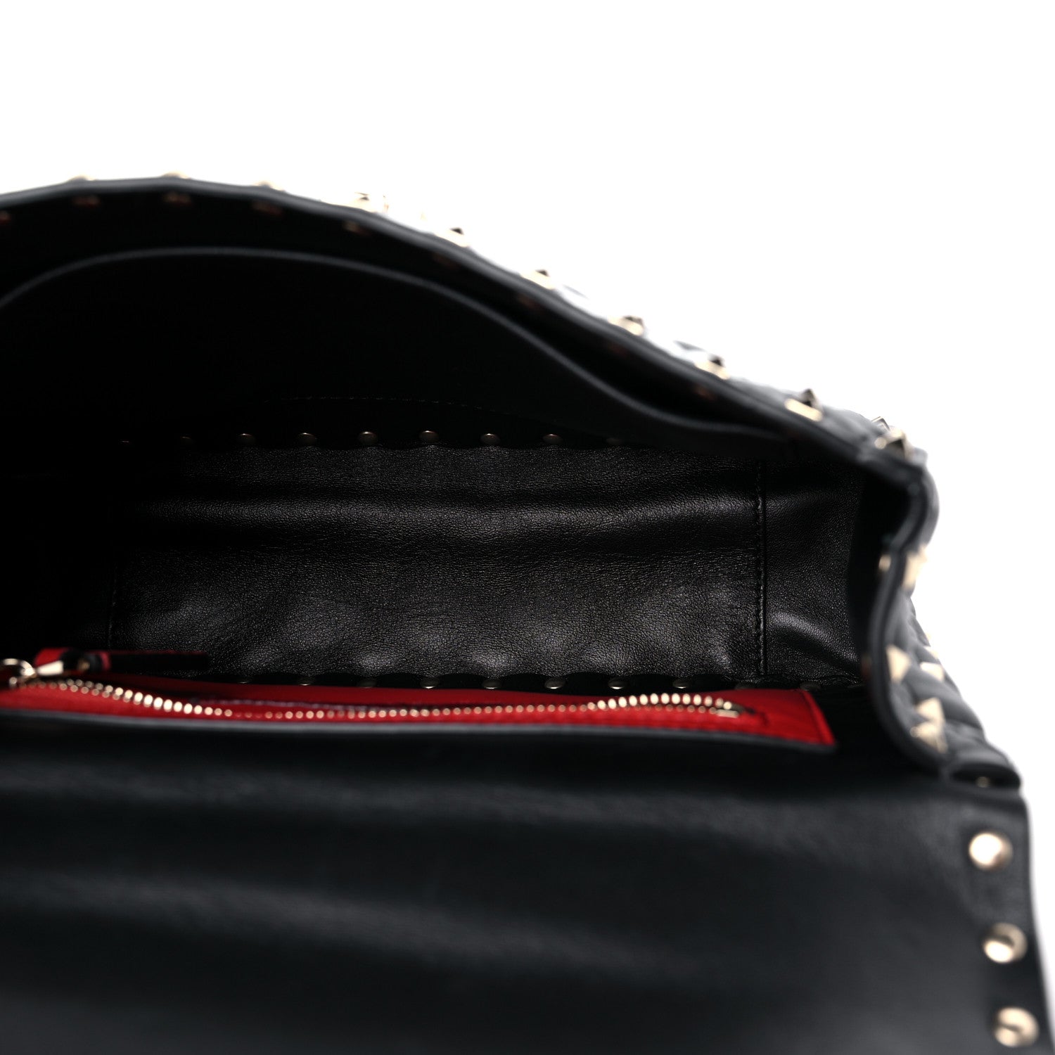 Valentino Garavani Lambskin Vlogo Print Medium Rockstud Spike Shoulder Bag Black 5 of 9