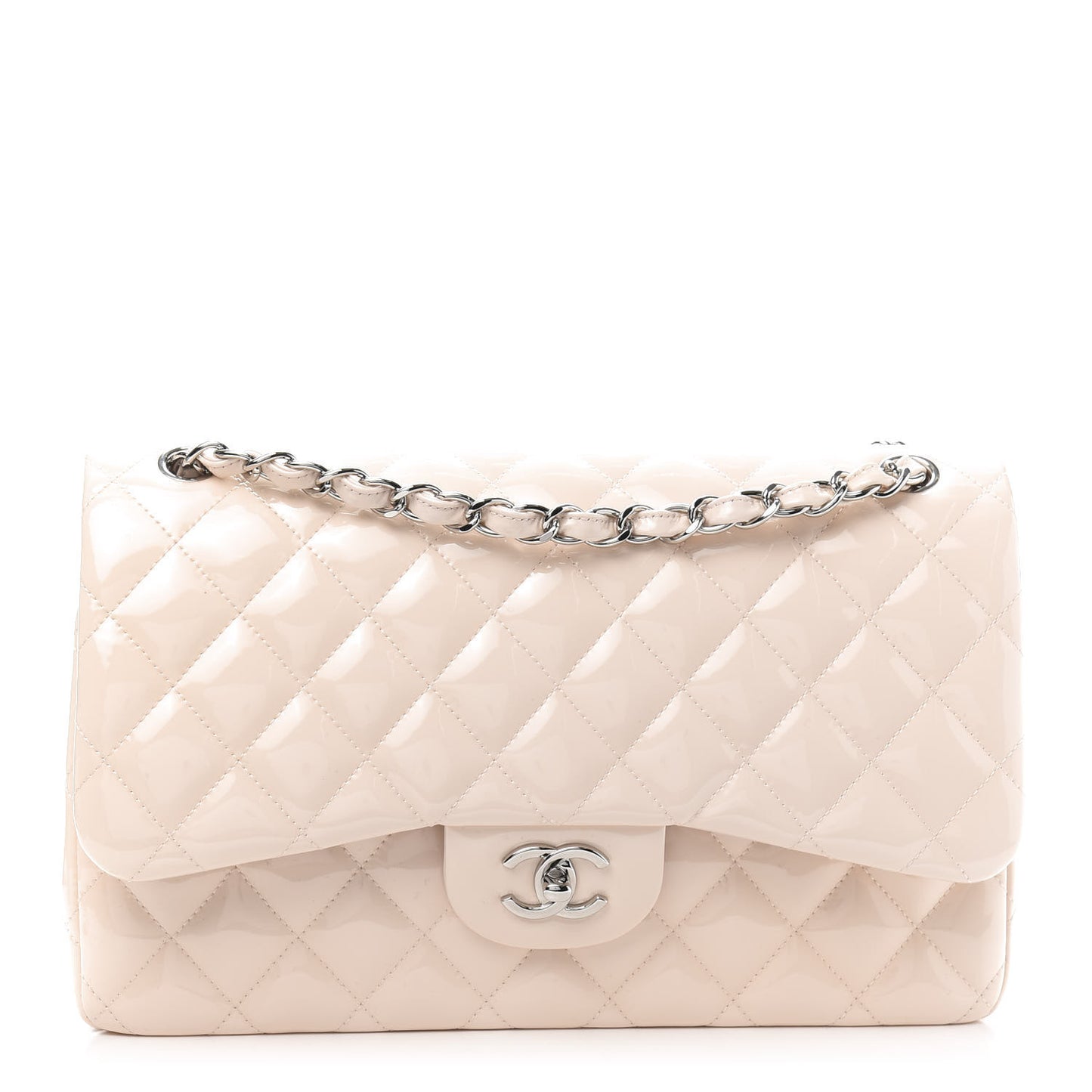 Patent Quilted Jumbo Double Flap Light Pink
