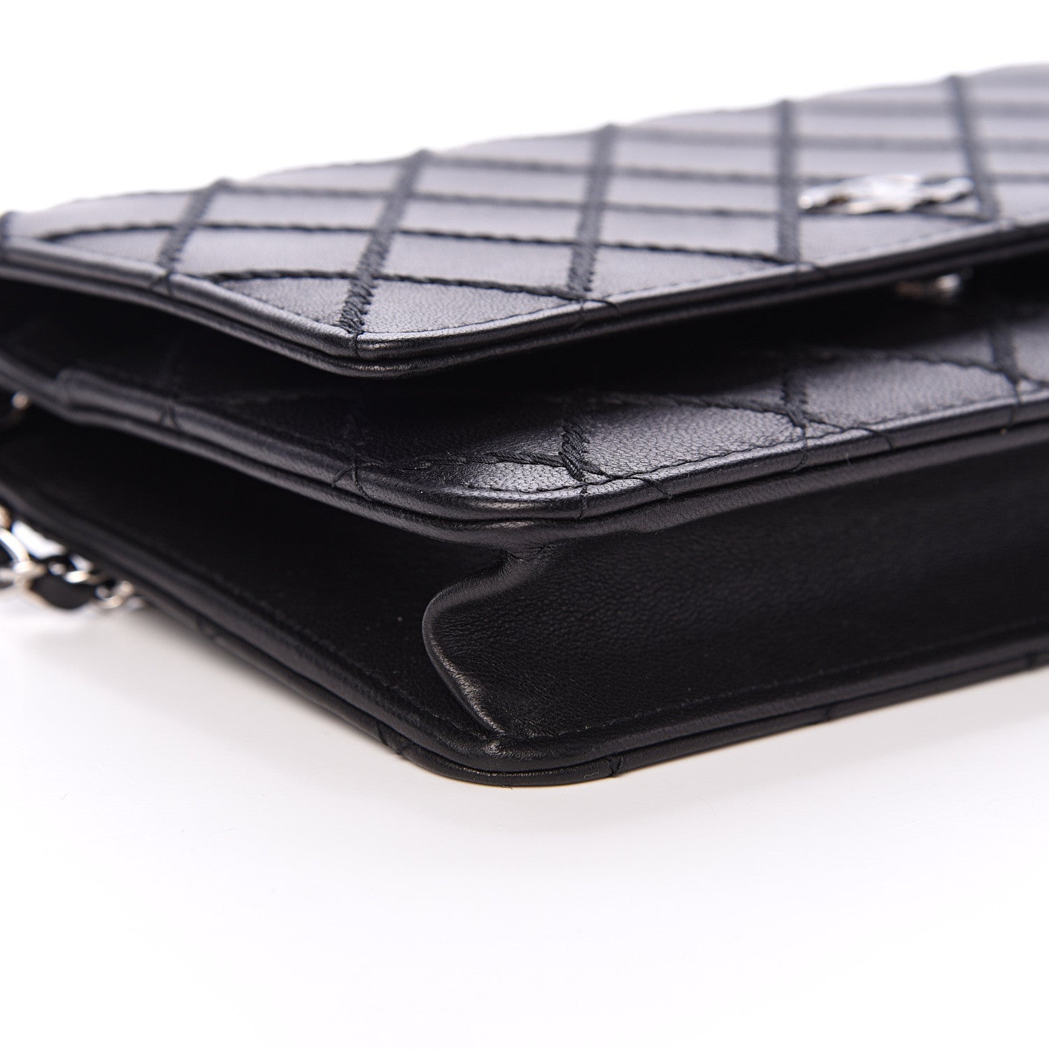 Chanel Calfskin Whipstitch Wallet On Chain WOC Black 9 of 11