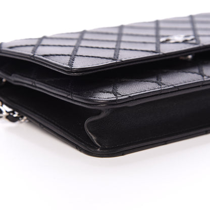 Chanel Calfskin Whipstitch Wallet On Chain WOC Black 9 of 11