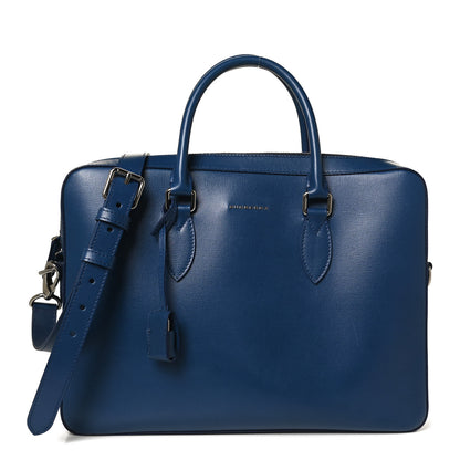 Burberry Textured Calfskin Barrow Briefcase Deep Blue 1 of 12