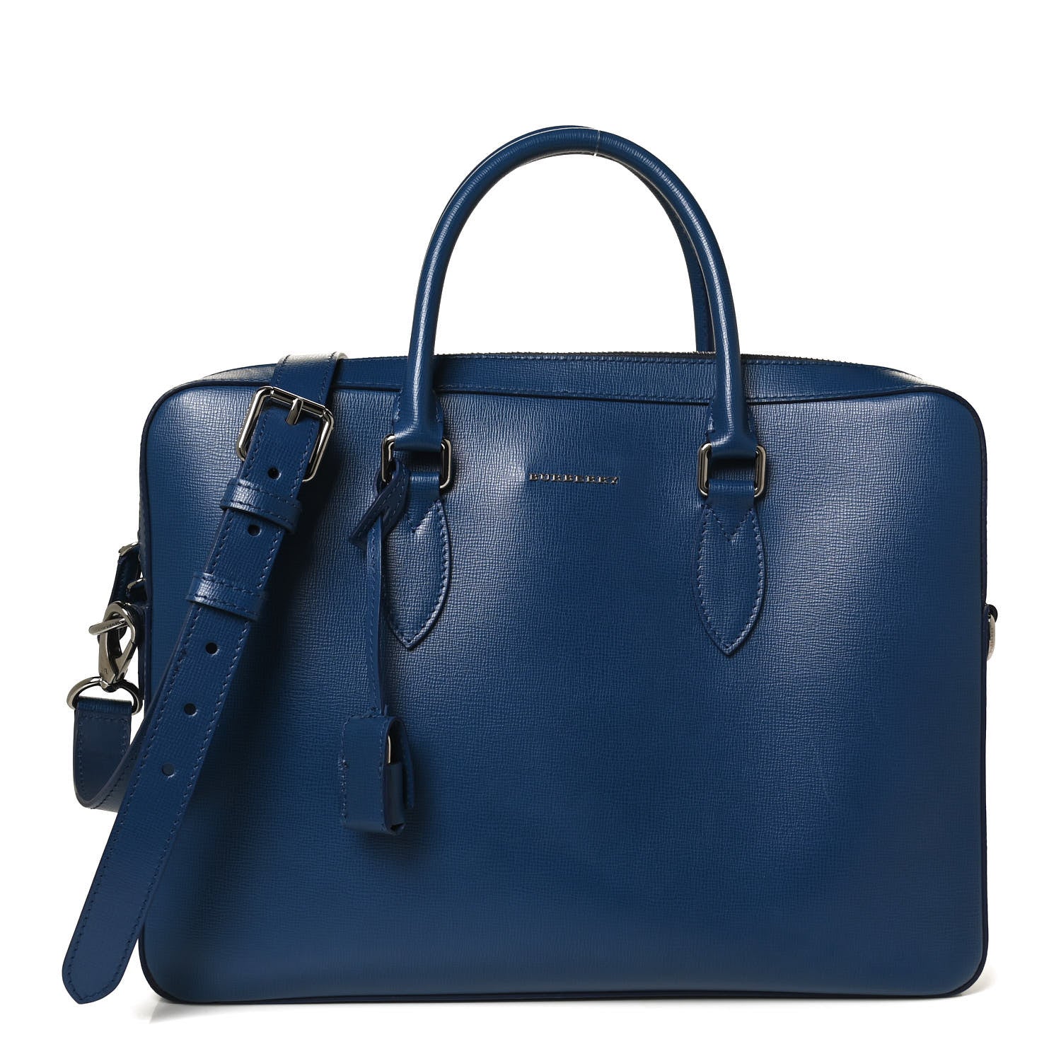 Burberry Textured Calfskin Barrow Briefcase Deep Blue 1 of 12