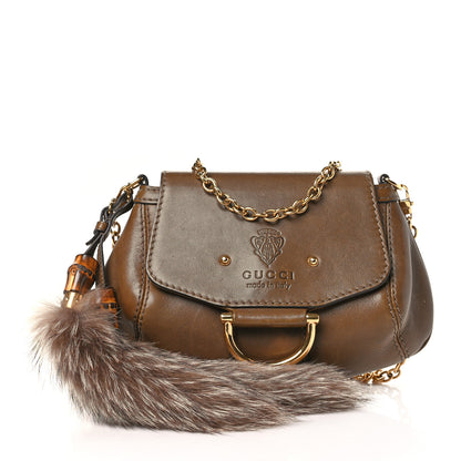 Gucci Calfskin Raccoon Tail Small Smilla Chain Bag Green 1 of 9