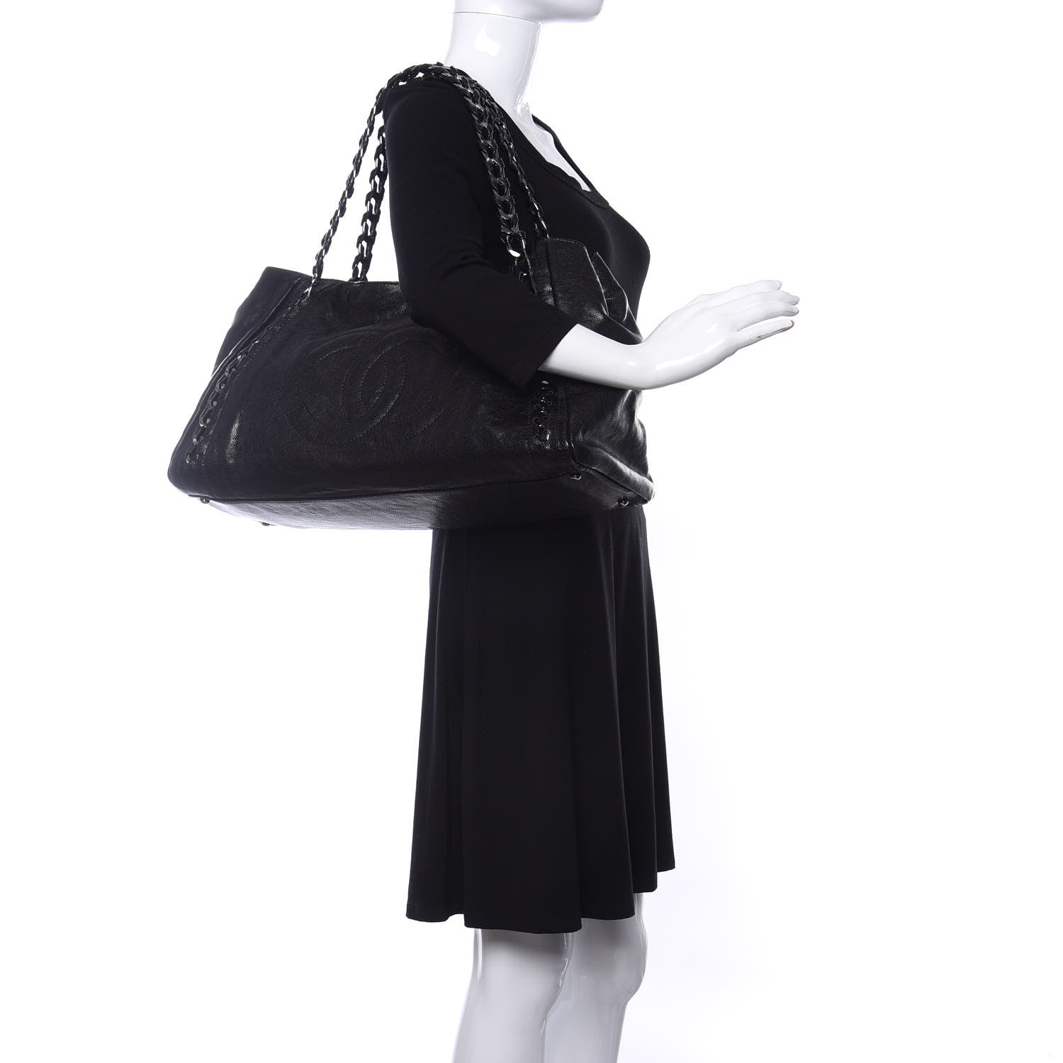 Chanel Glazed Caviar East West Modern Chain Tote Black 2 of 10