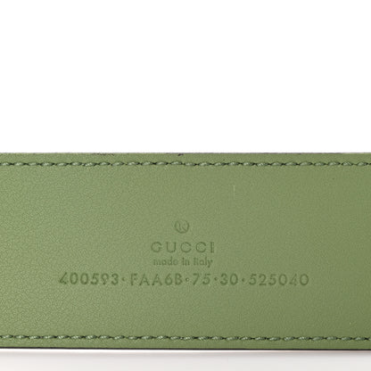 Gucci GG Supreme Monogram Plutone Calfskin Enamel Double G 40mm Belt 75 30 Beige Ebony Mystic White Salamander Green 3 of 6