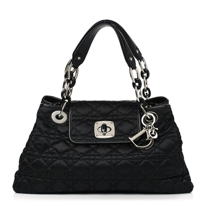 Christian Dior Satin Cannage Charming Lock Flap Shoulder Bag Black 1 of 10