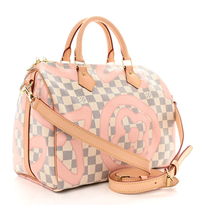 Louis Vuitton Damier Azur Tahitienne Speedy Bandouliere 30 Rose Ballerine 3 of 10