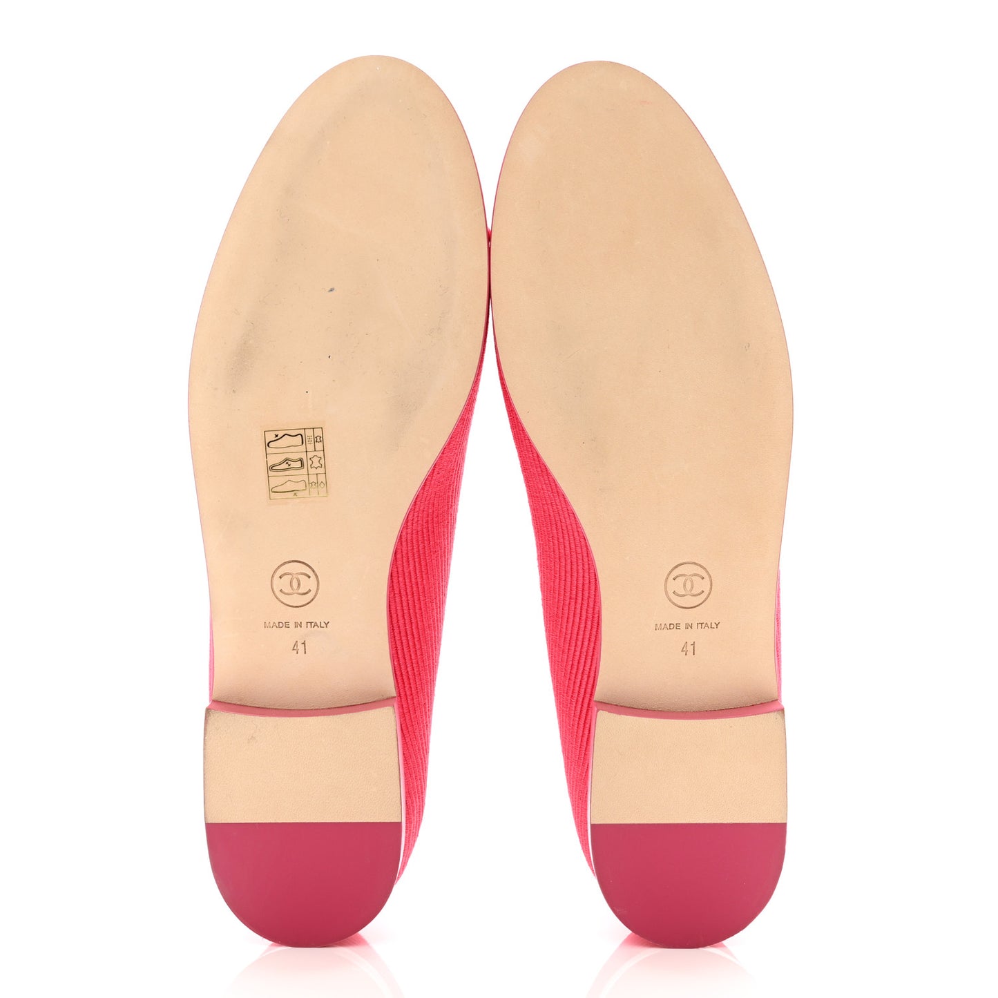 Embroidered Fabric Cap Toe CC Ballerina Flats 41 Dark Pink