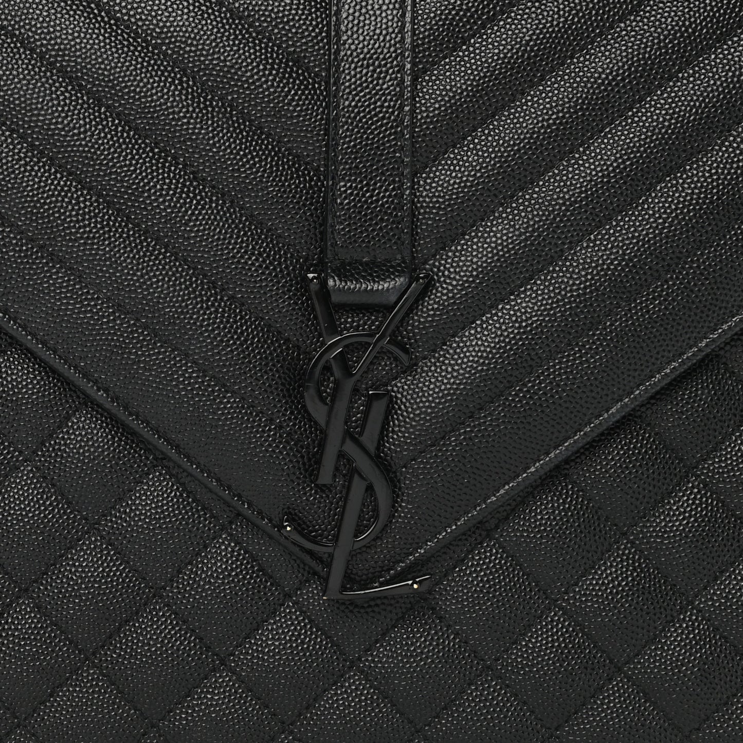 Grain De Poudre Textured Mixed Matelasse Large Triquilt Monogram Monochrome Satchel Black