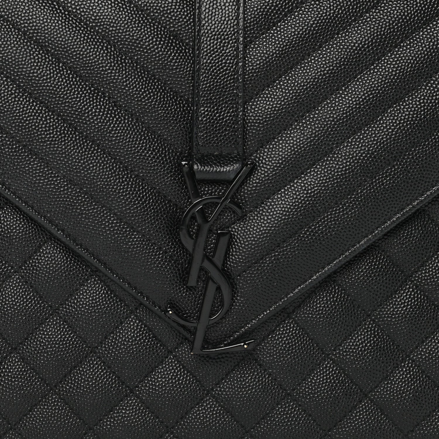 Saint Laurent Grain De Poudre Textured Mixed Matelasse Large Triquilt Monogram Monochrome Satchel Black 9 of 14