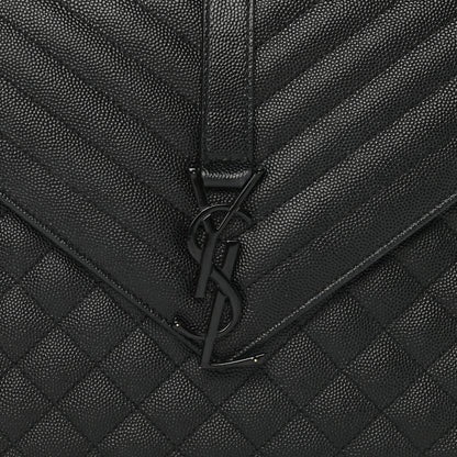 Saint Laurent Grain De Poudre Textured Mixed Matelasse Large Triquilt Monogram Monochrome Satchel Black 9 of 14