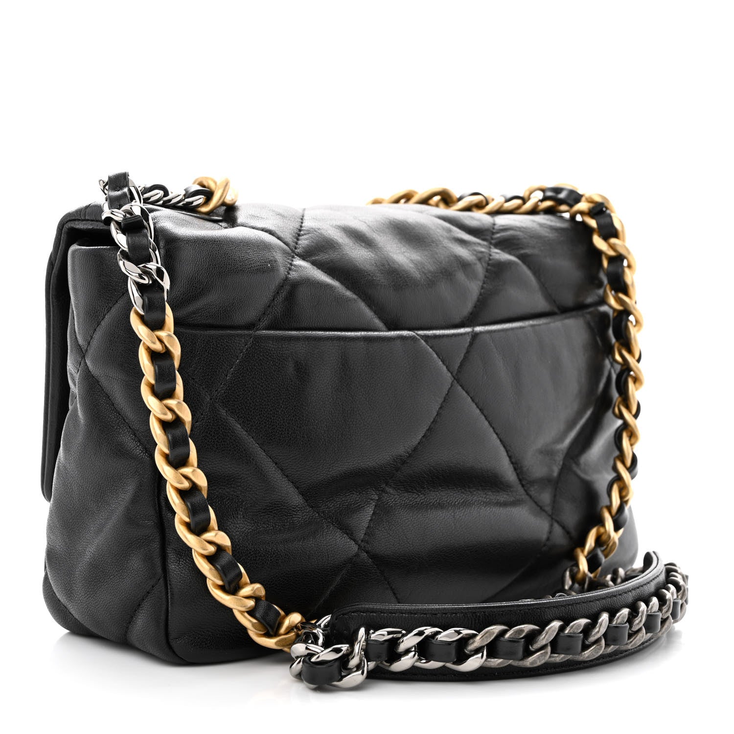 Chanel Shiny Goatskin Quilted Medium Chanel 19 Flap Black 3 of 10