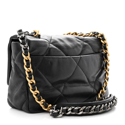 Chanel Shiny Goatskin Quilted Medium Chanel 19 Flap Black 3 of 10