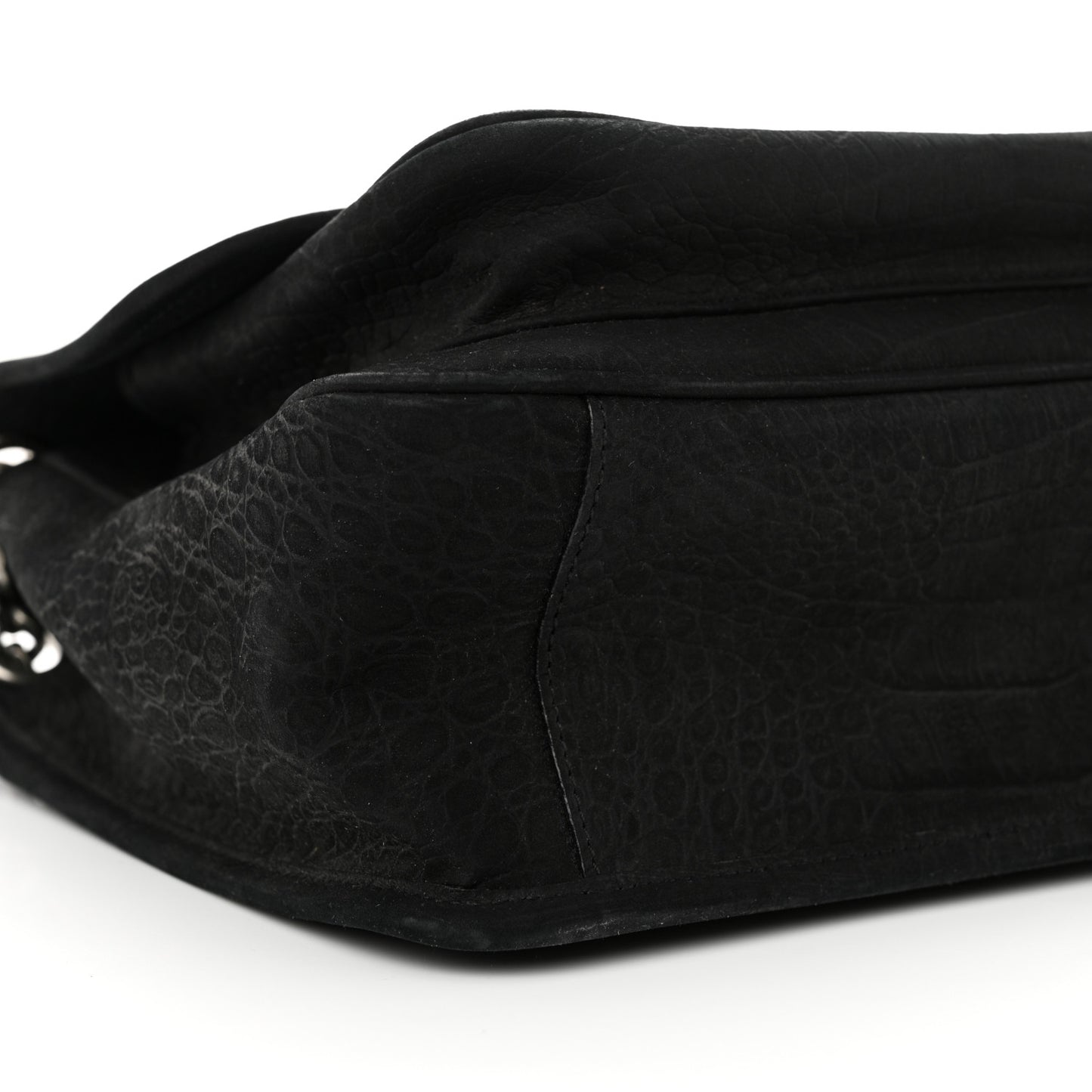 Nubuck Crocodile Embossed Monogram Medium Niki Chain Satchel Black