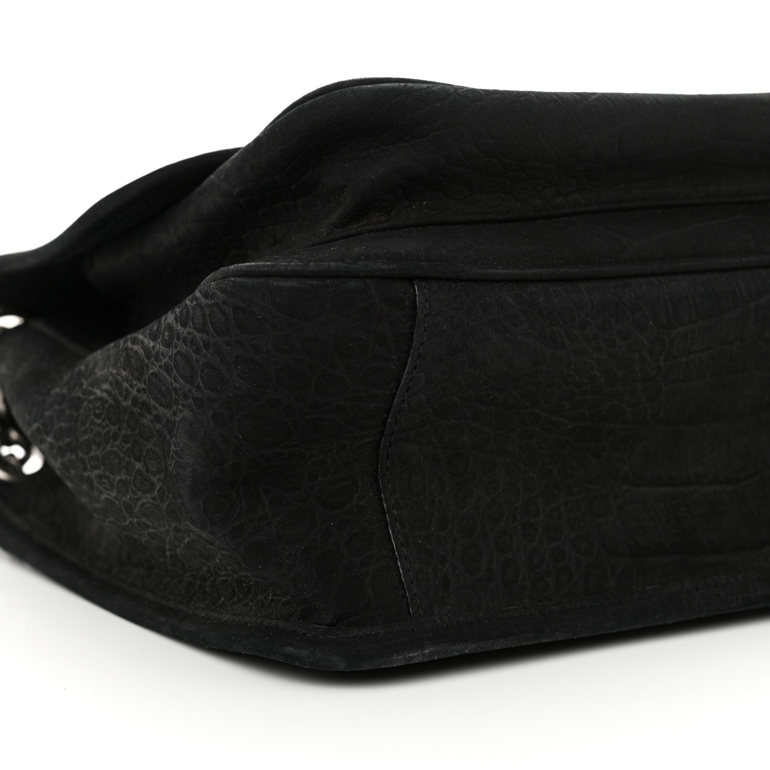 Saint Laurent Nubuck Crocodile Embossed Monogram Medium Niki Chain Satchel Black 9 of 10