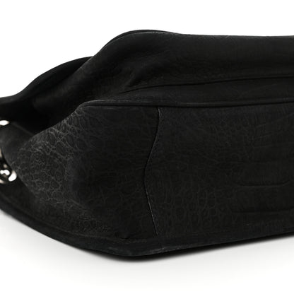 Saint Laurent Nubuck Crocodile Embossed Monogram Medium Niki Chain Satchel Black 9 of 10