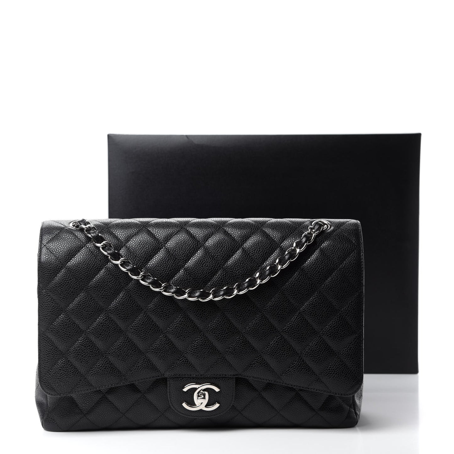 Caviar Quilted Maxi Double Flap Black