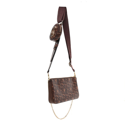 Christian Louboutin Toile Monogram Loubila Chain Hybrid Crossbody Brown 3 of 9