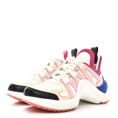 Louis Vuitton Calfskin Technical Nylon LV Archlight Sneakers 37.5 White Pink Blue 5 of 8