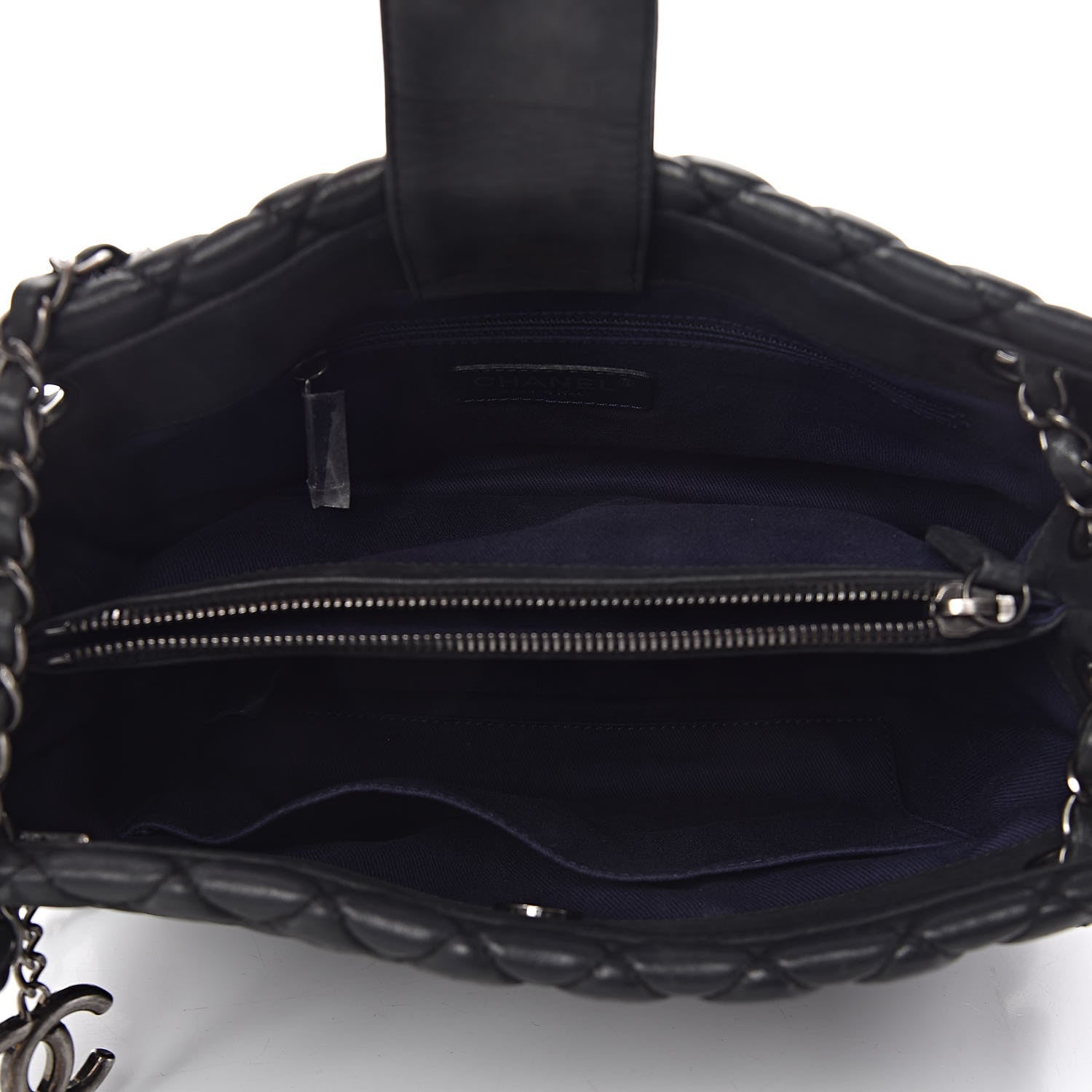 Chanel Iridescent Calfskin Small New Bubble Quilt Tote Dark Grey 5 of 12