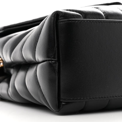 Saint Laurent Calfskin Y Quilted Monogram Small Loulou Chain Satchel Black 10 of 11