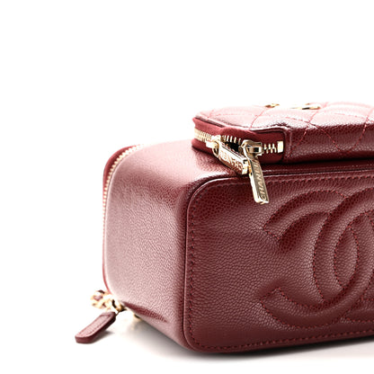 Chanel Caviar Quilted Top Handle Pocket Vanity Case Burgundy 10 of 11