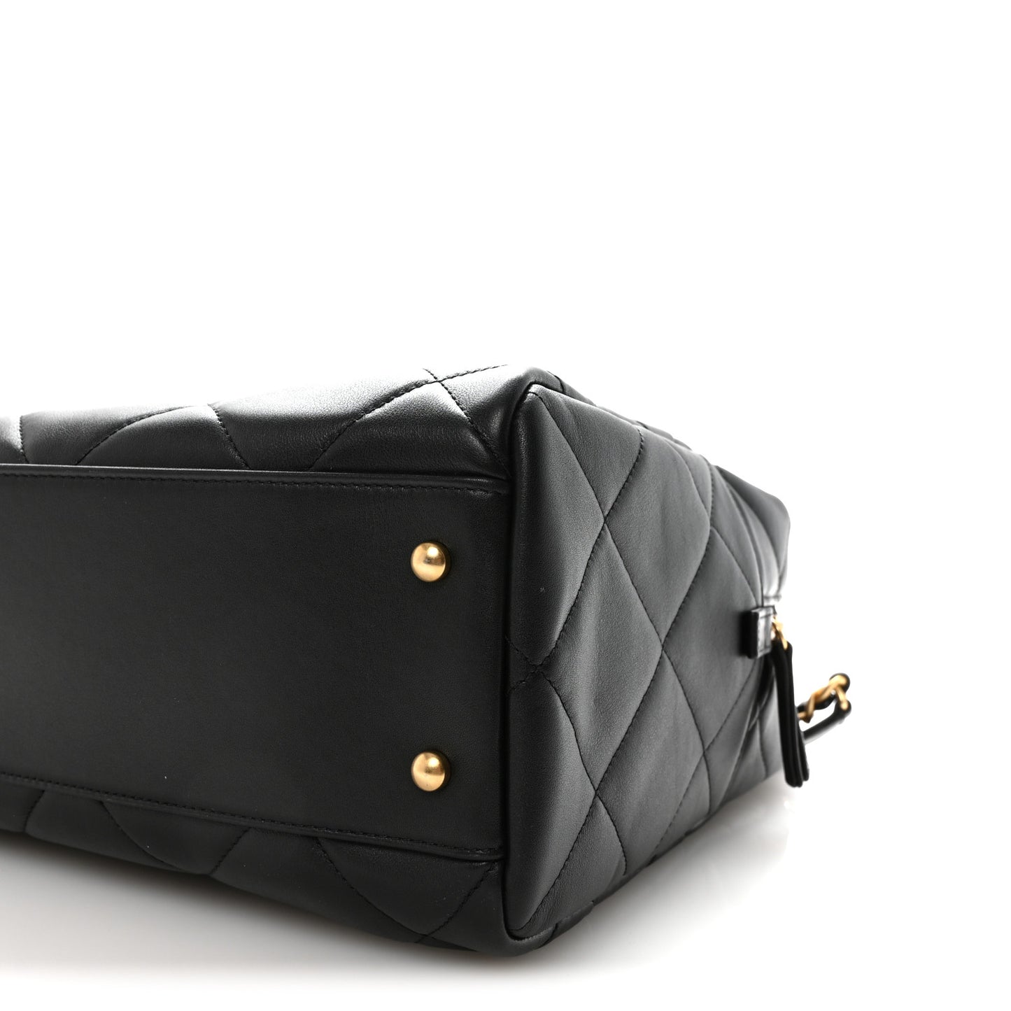 Calfskin Quilted Maxi Travel Bowling Bag Black