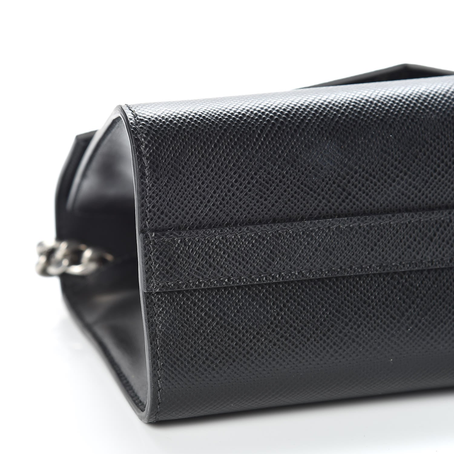 Prada Saffiano Cuir Calfskin Monochrome Envelope Flap Chain Shoulder Bag Black 6 of 11