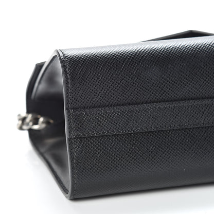 Prada Saffiano Cuir Calfskin Monochrome Envelope Flap Chain Shoulder Bag Black 6 of 11