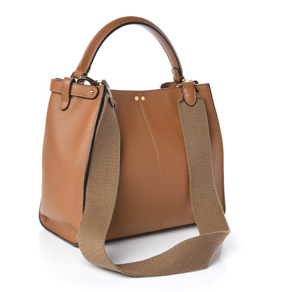 Fendi Vitello Seta Light Century Shearling FF 1974 Medium Peekaboo X-Lite Nocciolo Ebano Tobacco 4 of 12