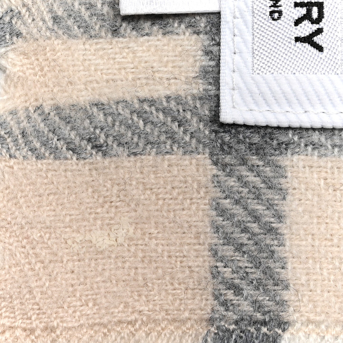 Cashmere Vintage Check Fringe Scarf Beige