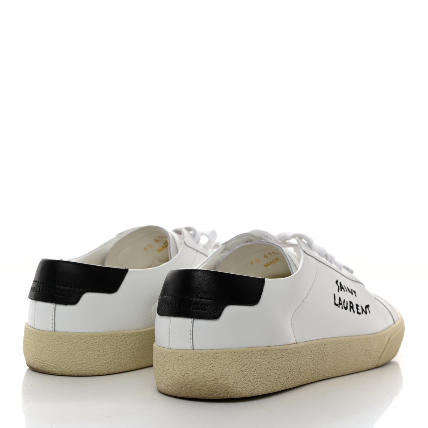 Calfskin Embroidered Court Classic Sneakers 38 White Black