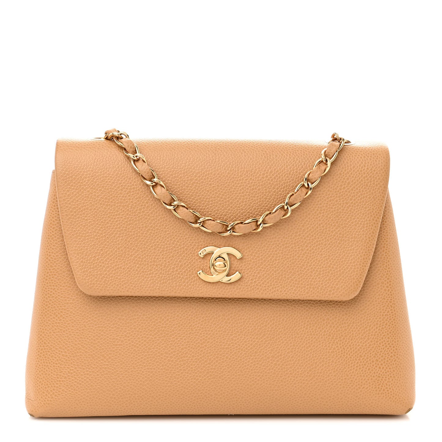 Caviar Flap Shoulder Bag Beige