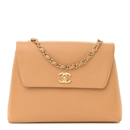 Chanel Caviar Flap Shoulder Bag Beige 1 of 12