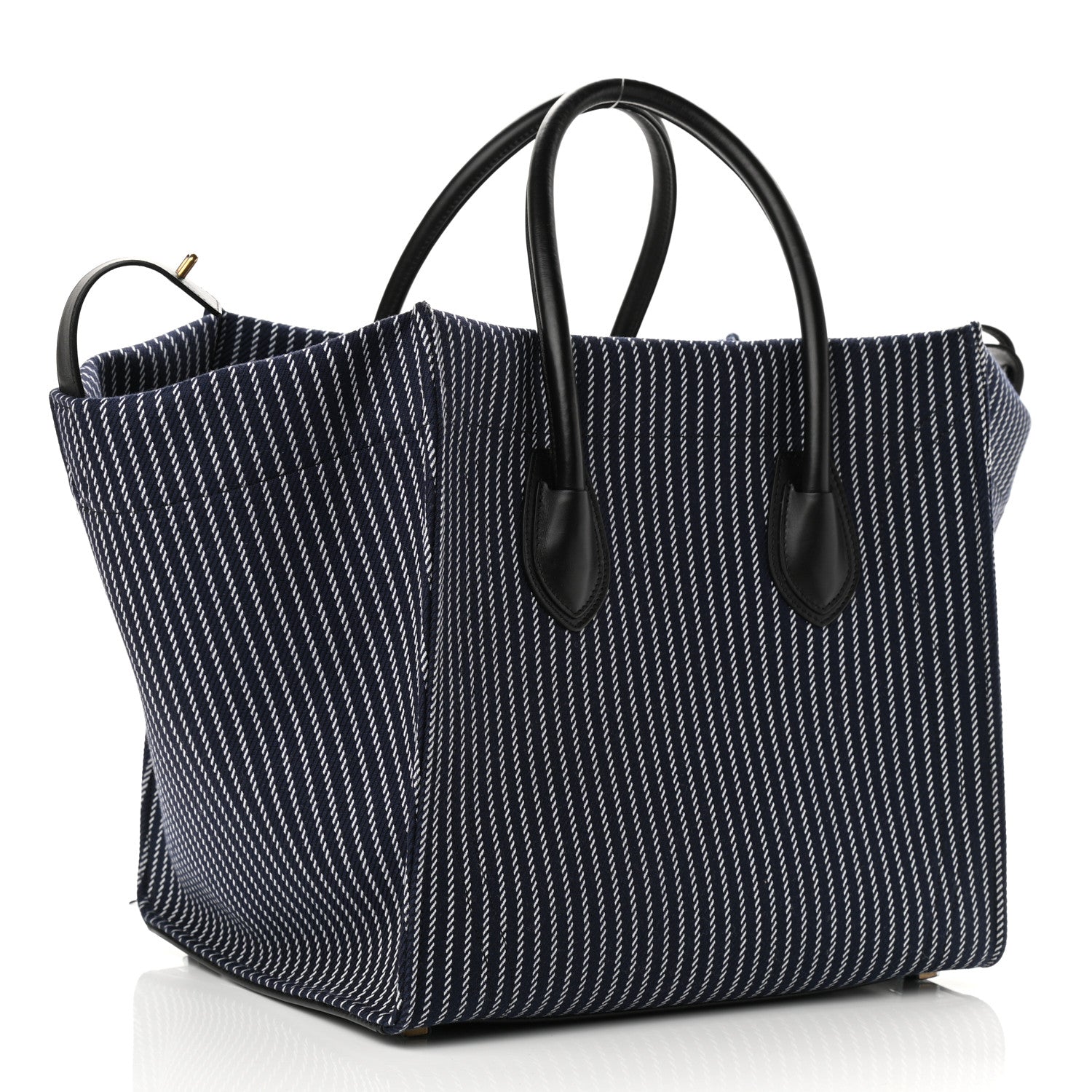 Celine Cotton Canvas Striped Medium Phantom Luggage Navy White 3 of 12