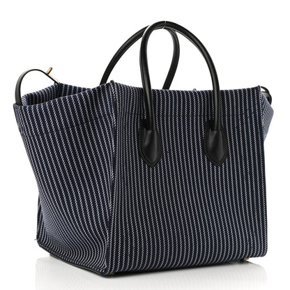 Celine Cotton Canvas Striped Medium Phantom Luggage Navy White 3 of 12