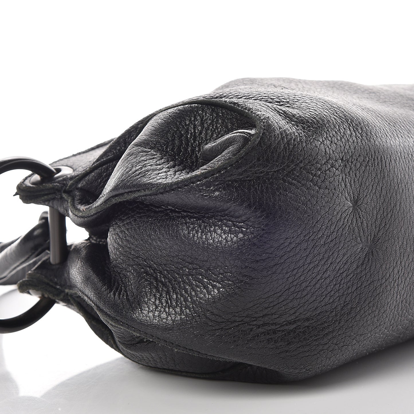 Cervo Deerskin Ring Shoulder Bag Black