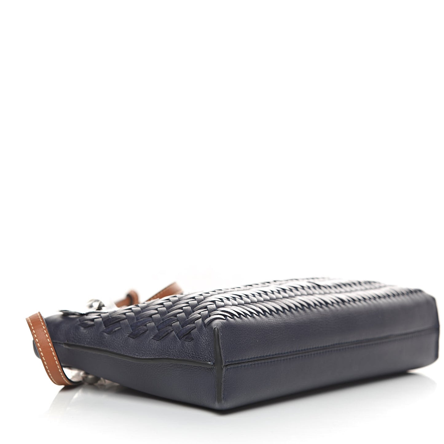 Calfskin Woven Small Missy Bag Navy Tan