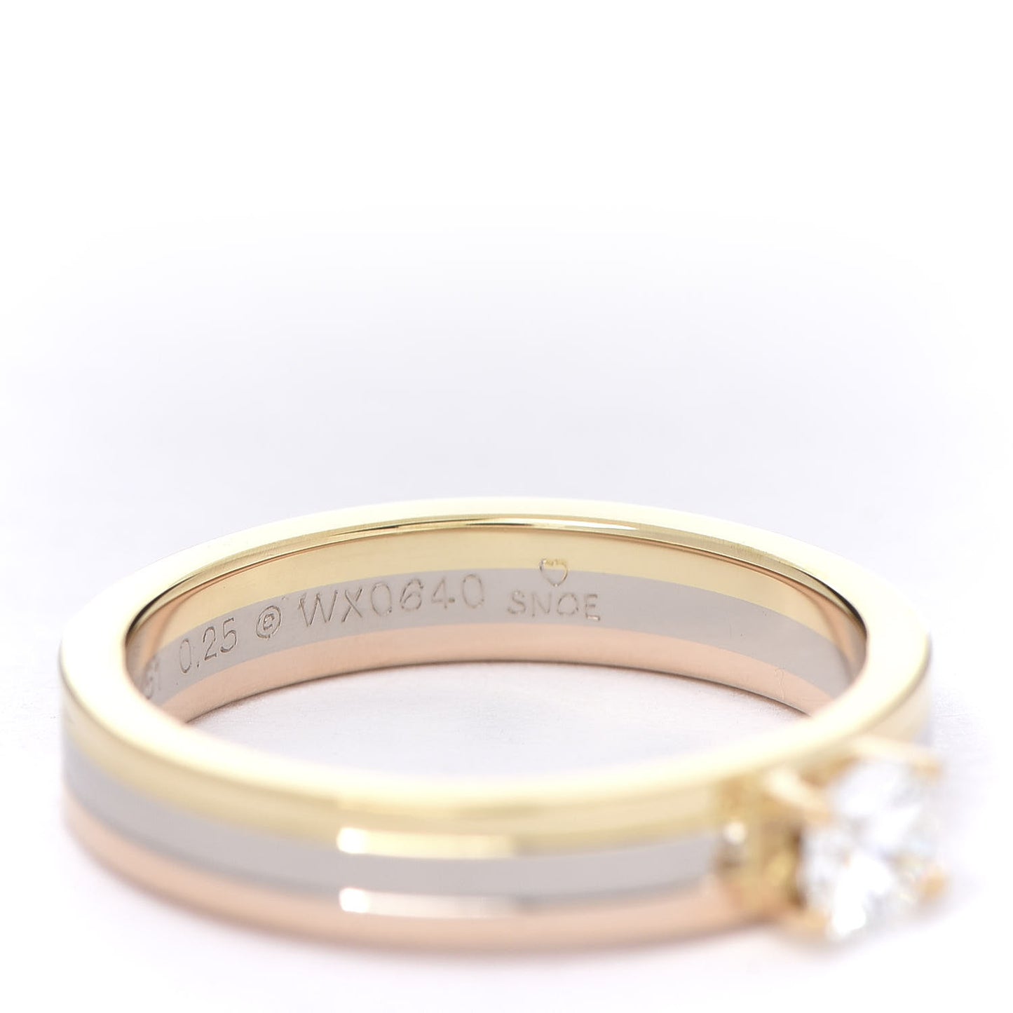18K Pink Yellow White Gold Diamond .25ct Solitaire Trinity Engagement Ring 51 5.75
