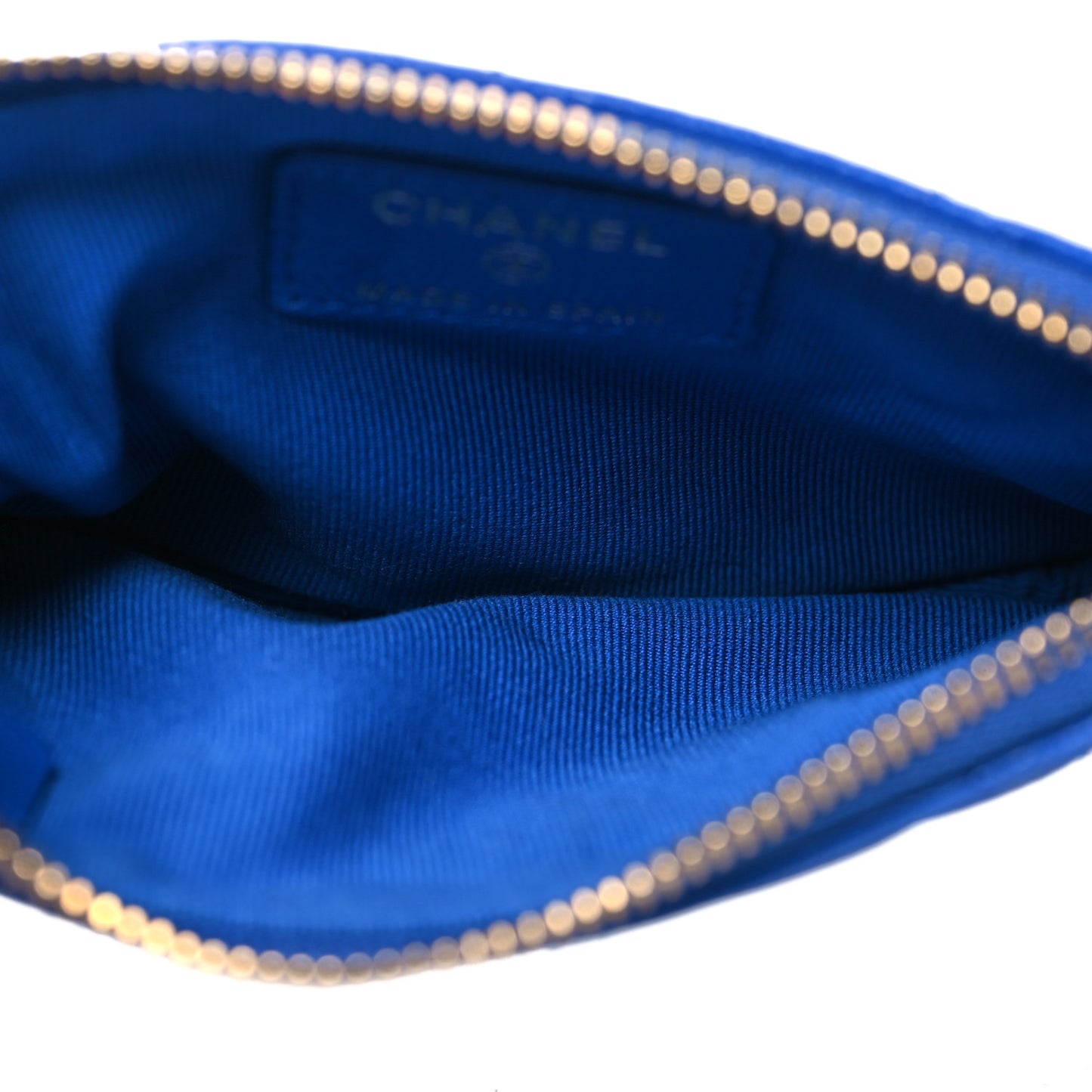 Caviar Quilted Small Cosmetic Case Blue